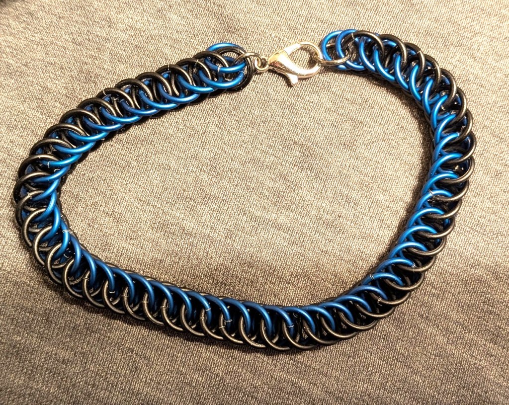 Black & Blue Half Persian Chainmail Bracelet
